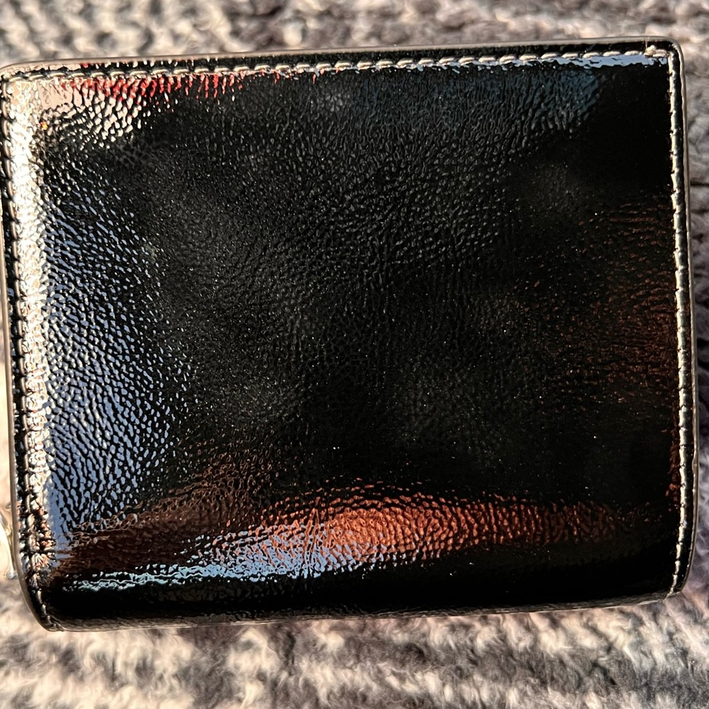 Coach Black Patent Crinkle Snap Wallet - Picture 5 of 8